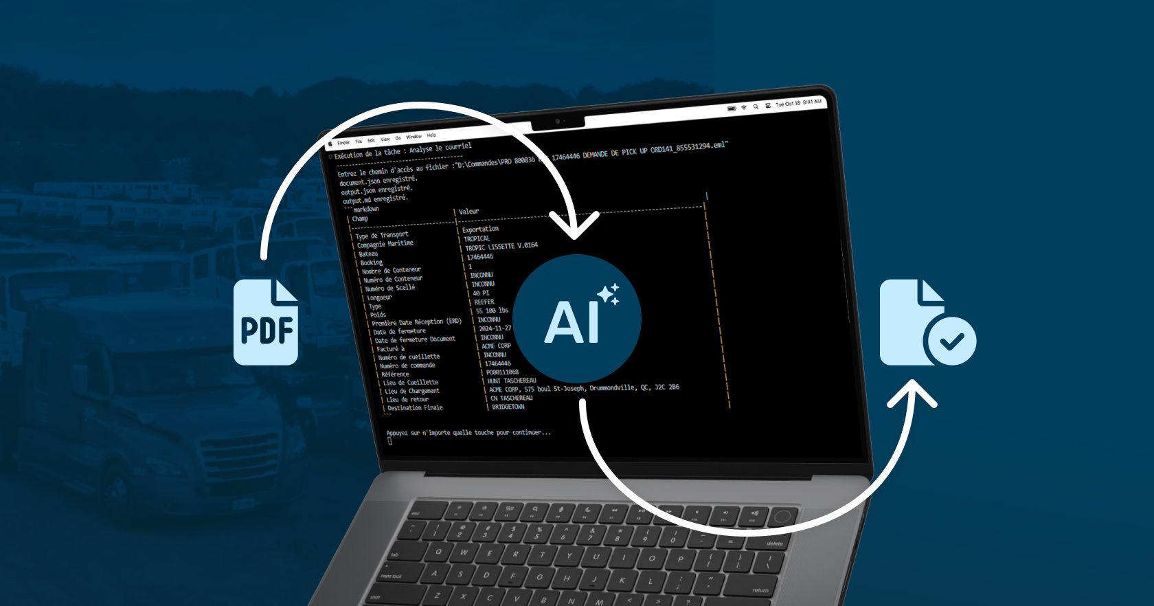 Computer with artificial intelligence process for processing PDF data with AI